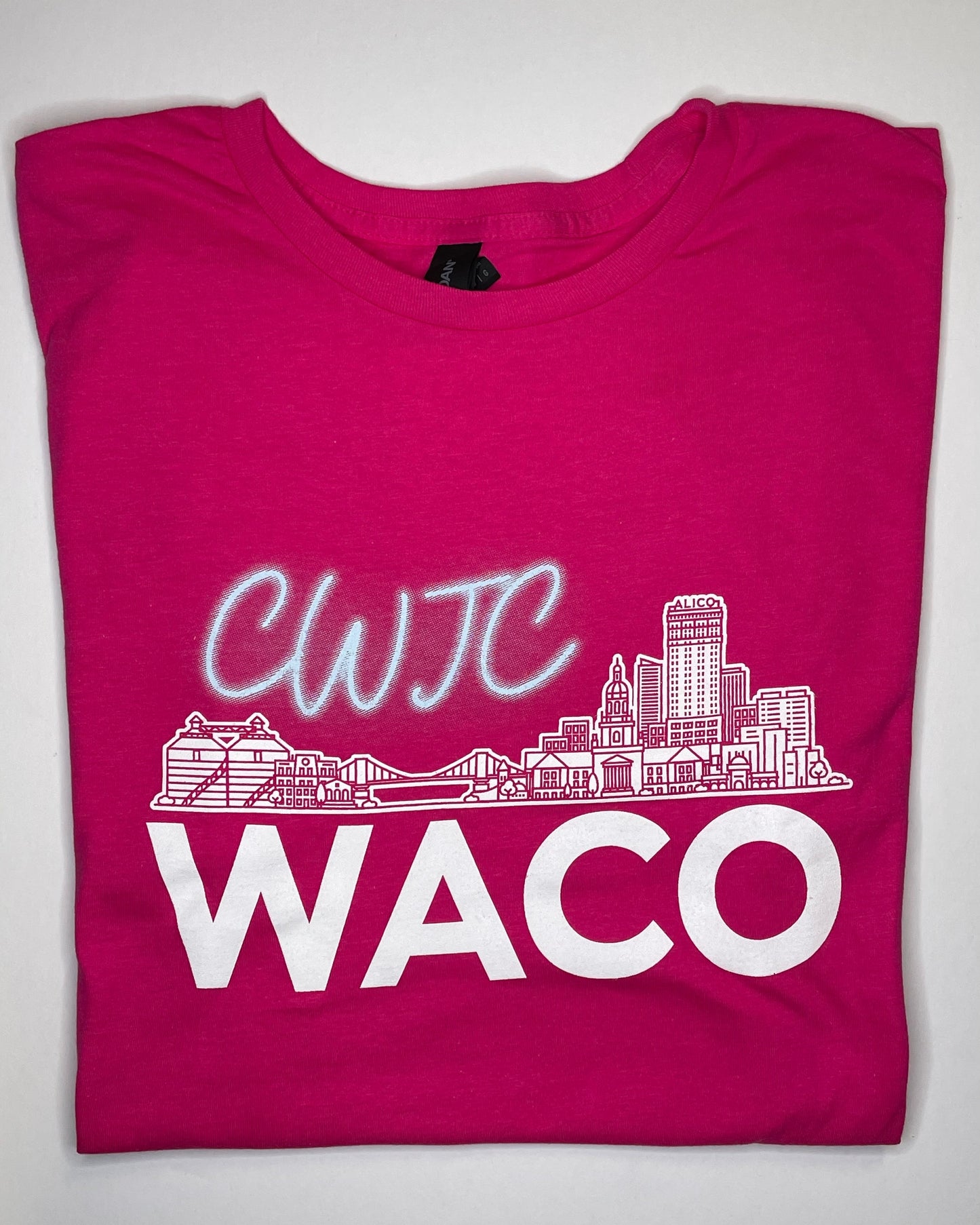 Close up CWJC Waco Pink Tee
